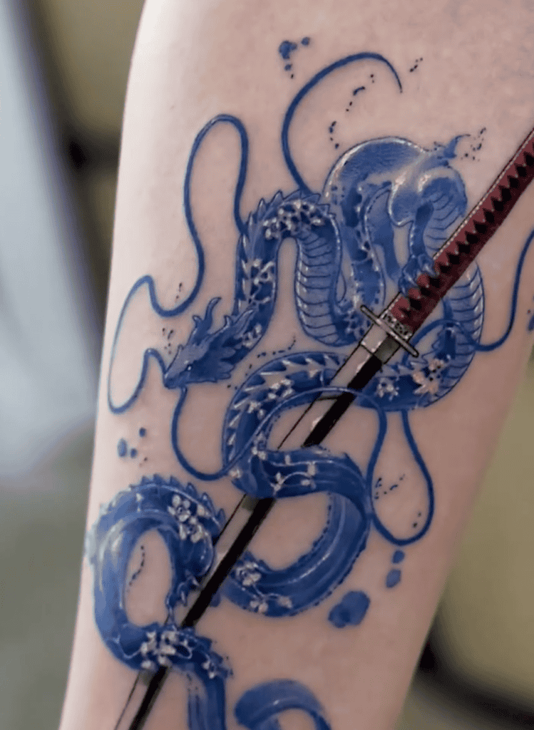 Sword Blue Dragon Tattoo