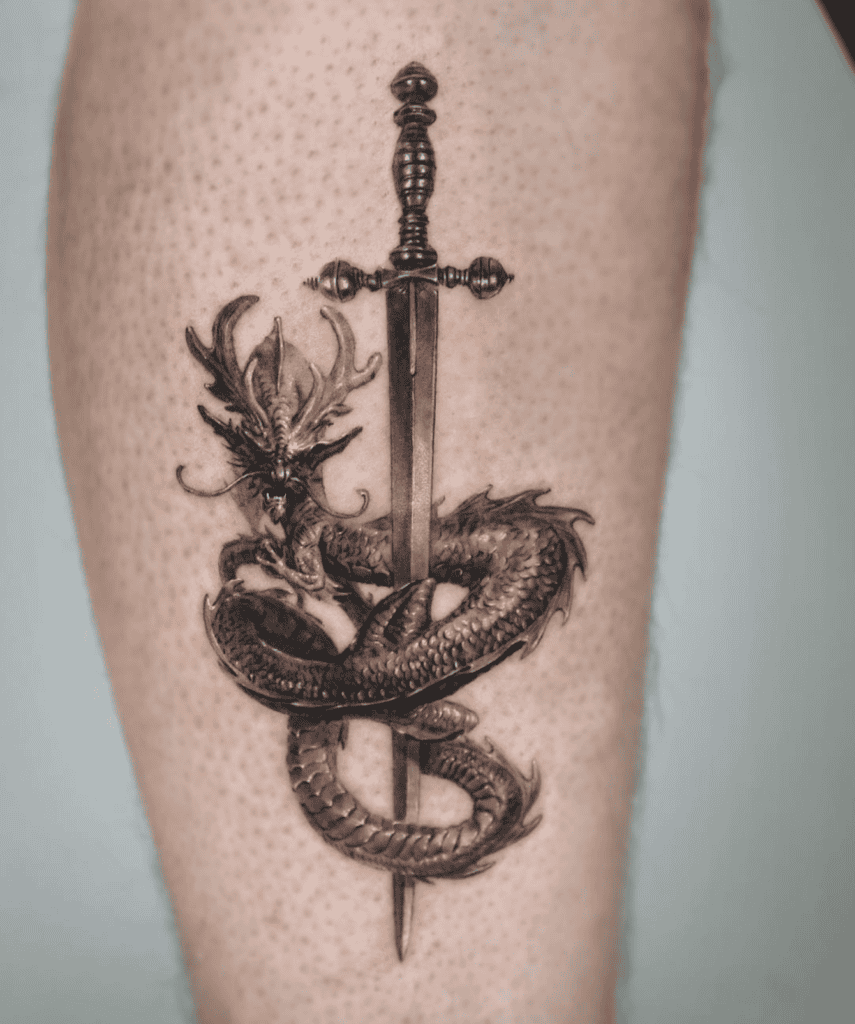 Sword Coil Dragon Tattoo