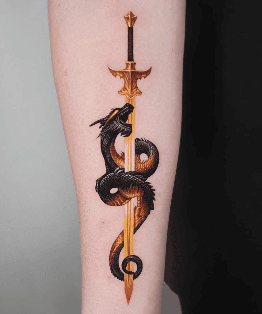 Sword Light Dragon Tattoo