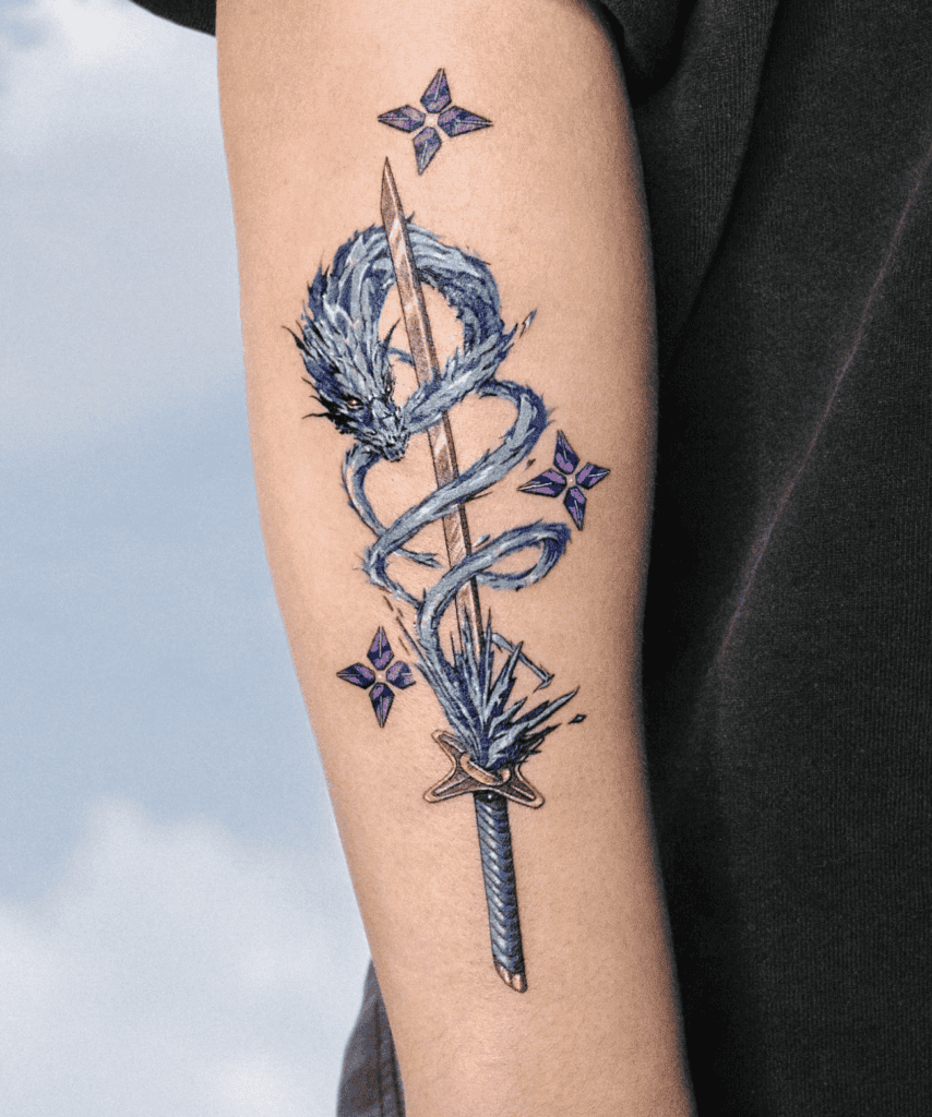 Sword Shuriken Dragon Tattoo