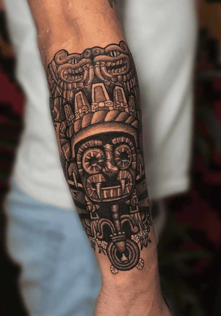 Tlaloc Statue Aztec Mythology Tattoo