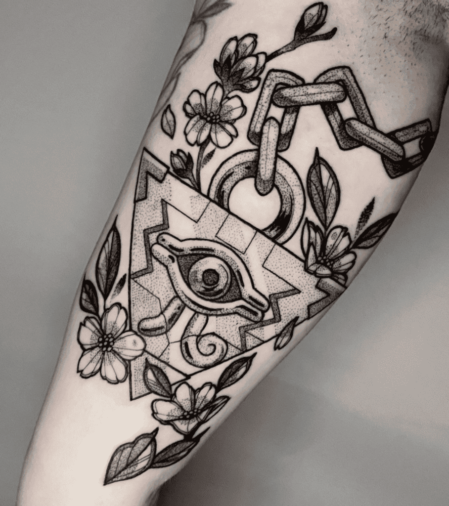The Millennium Puzzle Flowers Yu-Gi-Oh! Tattoo