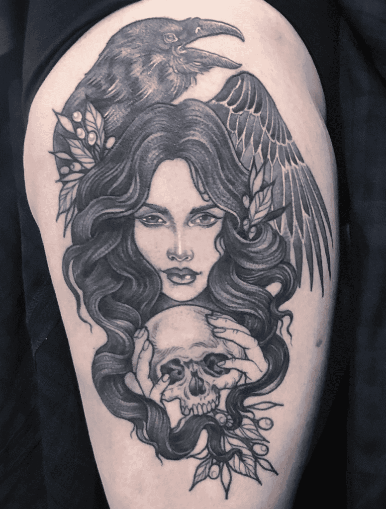 The Morrígan Skull Celtic Mythology Tattoo