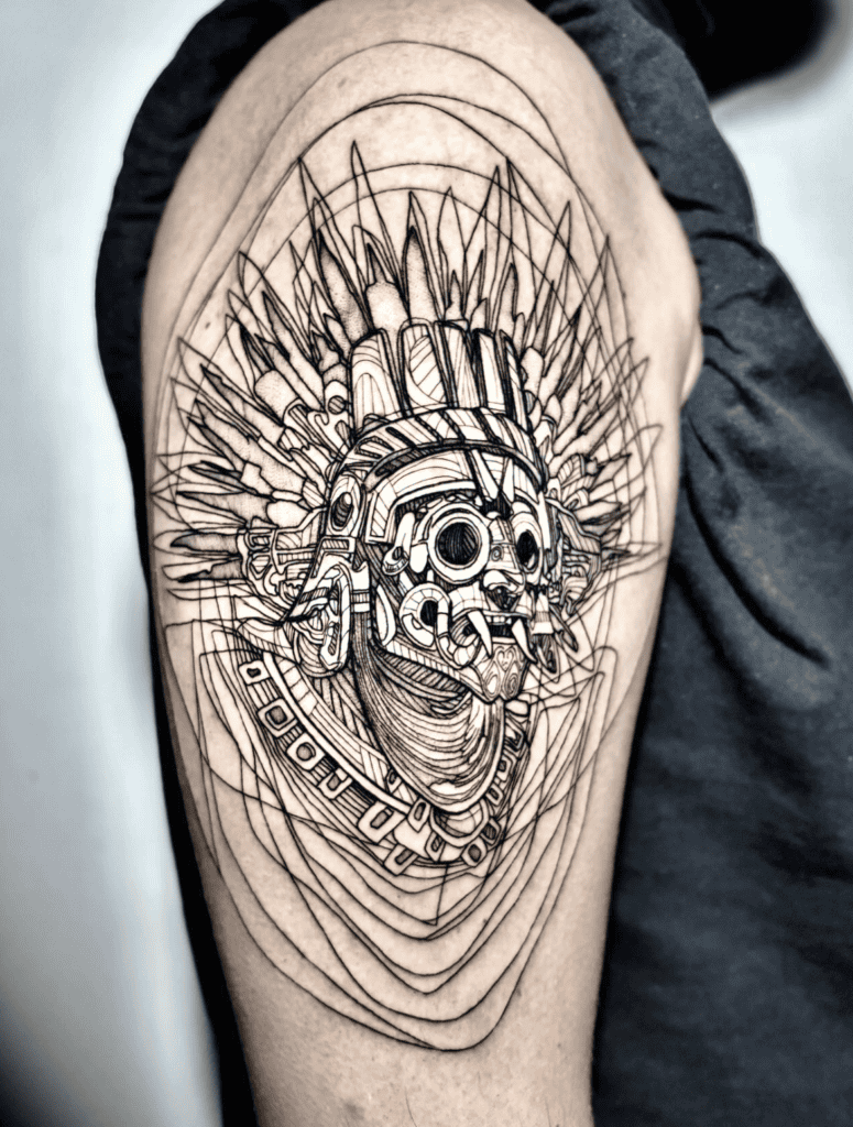 Tlaloc Headdress Aztec Mythology Tattoo