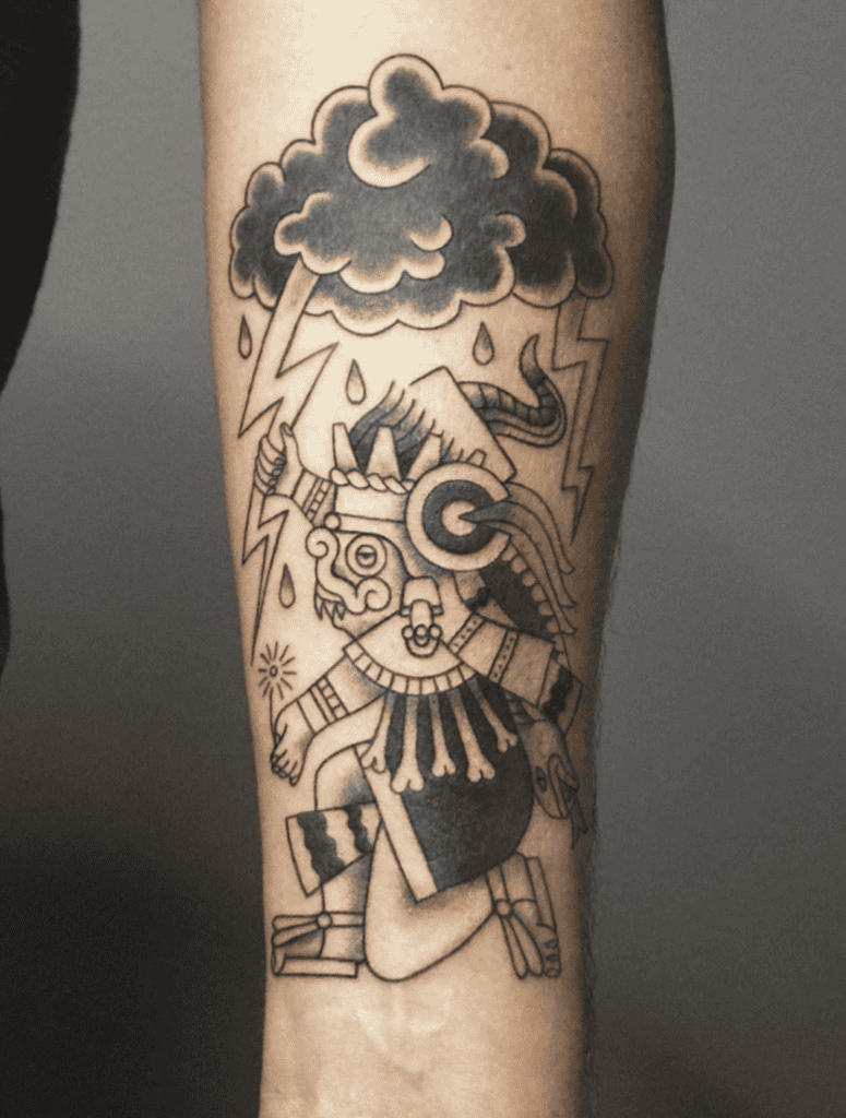 Tlaloc Rain Aztec Mythology Tattoo