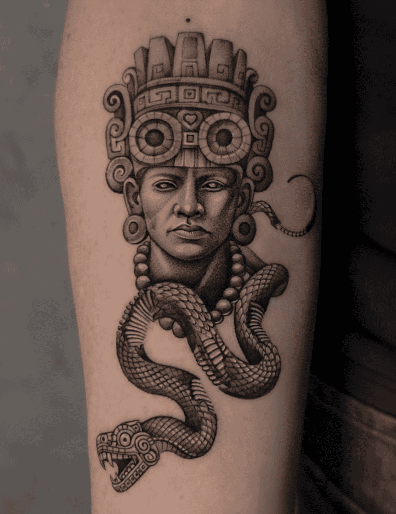 Tlaloc Snake Aztec Mythology Tattoo