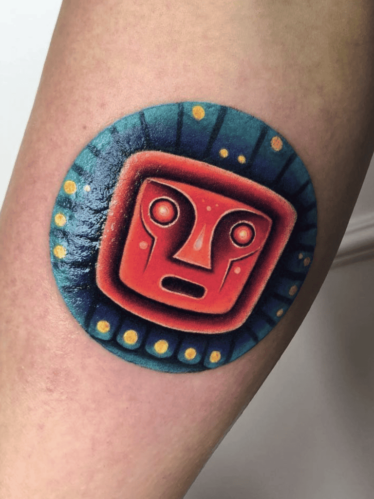Viracocha Colourful Inca Mythology Tattoo