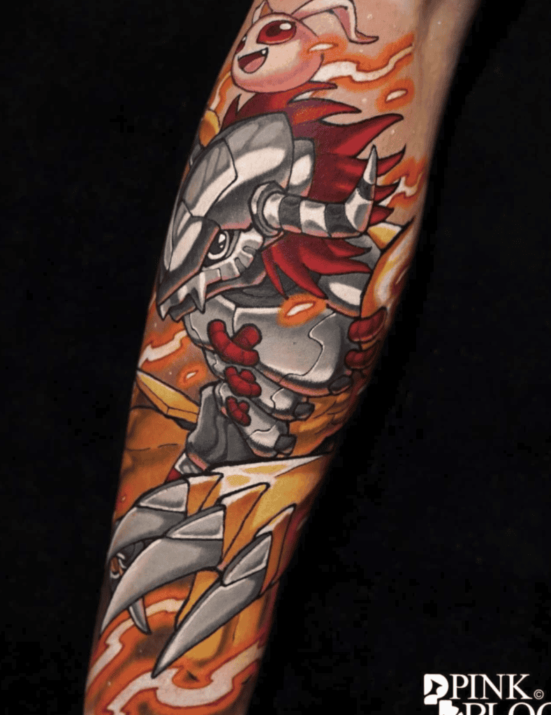 WarGreymon Flame Digimon Tattoo