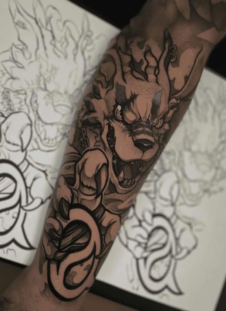 WereGarurumon Digimon Tattoo