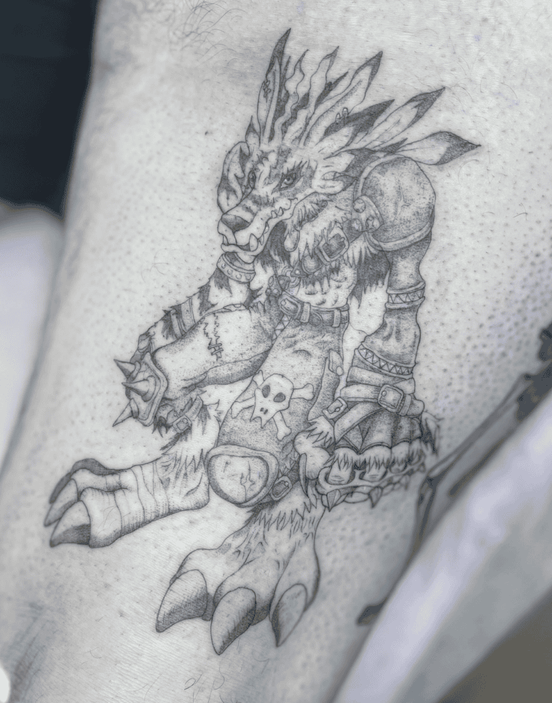 WereGarurumon Stance Digimon Tattoo