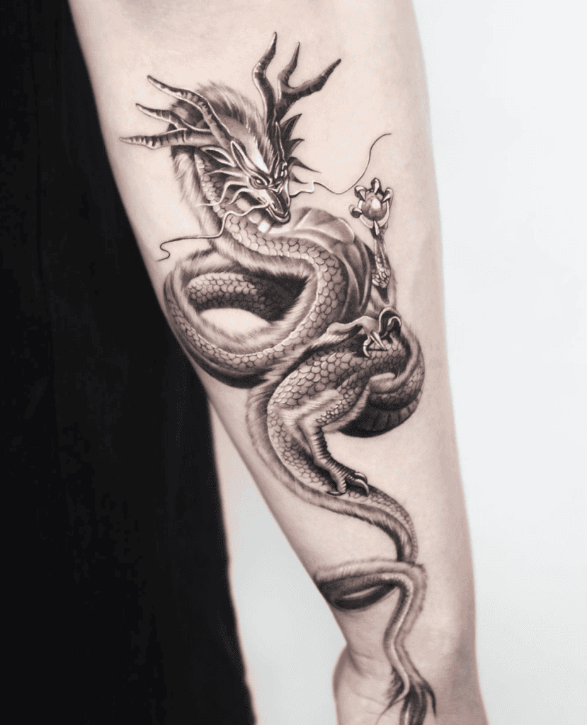White Pearl Dragon Tattoo