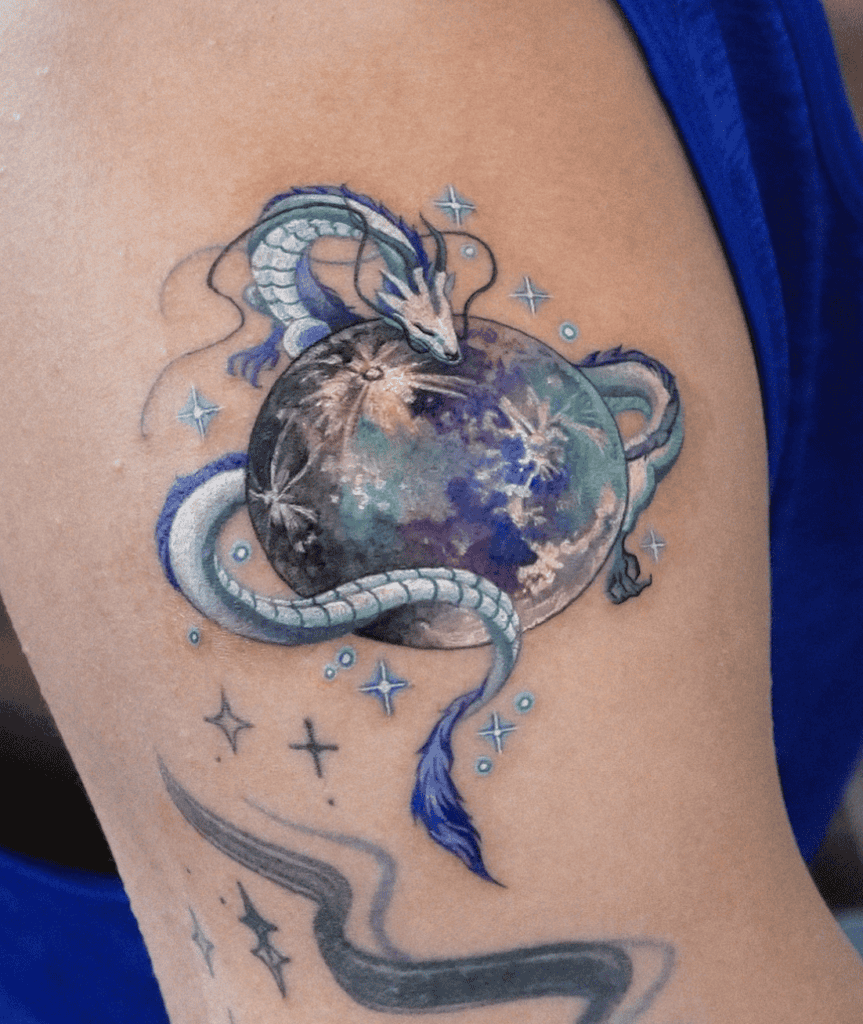 White Planet Dragon Tattoo
