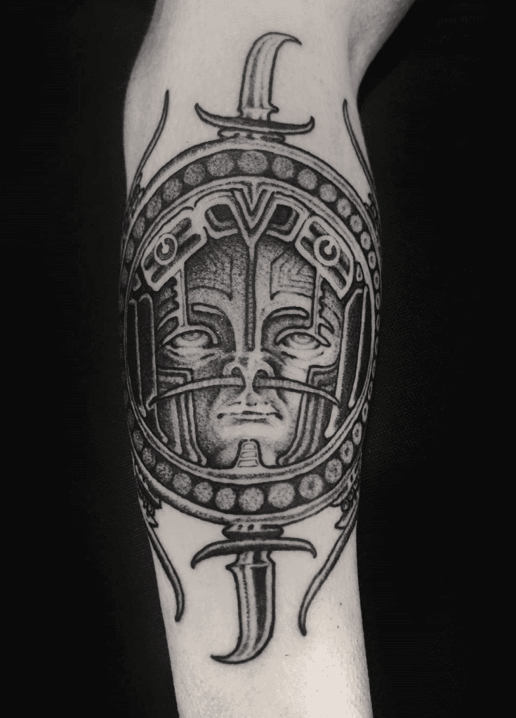 Xbalanque Disk Mayan Mythology Tattoo