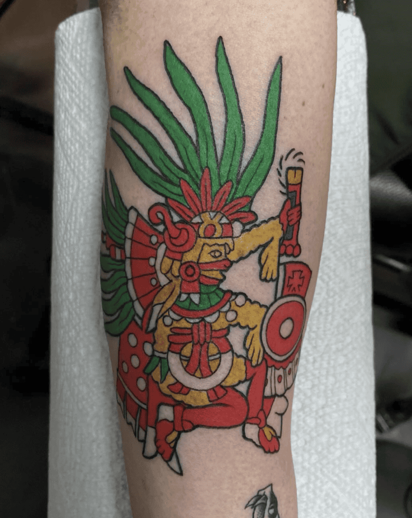 Xipe Totec Colourful Aztec Mythology Tattoo