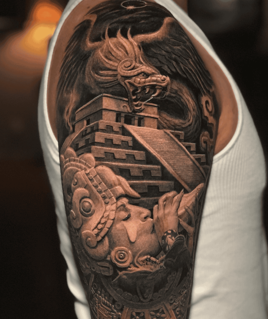 Xiuhcoatl Pyramid Aztec Mythology Tattoo
