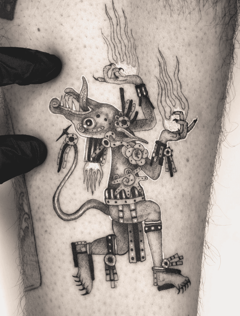 Xolotl Fire Aztec Mythology Tattoo