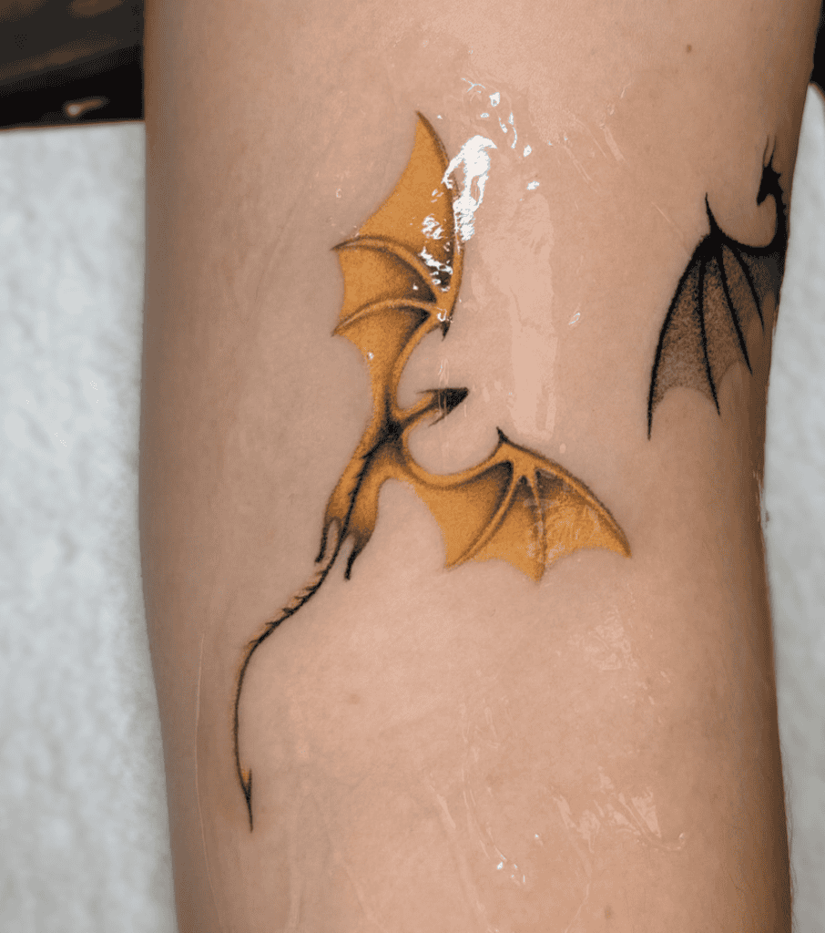 Yellow Flight Dragon Tattoo