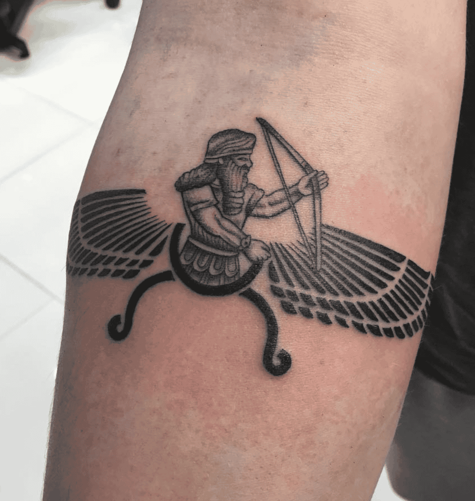 Ashur Bow Mesopotamian Mythology Tattoo