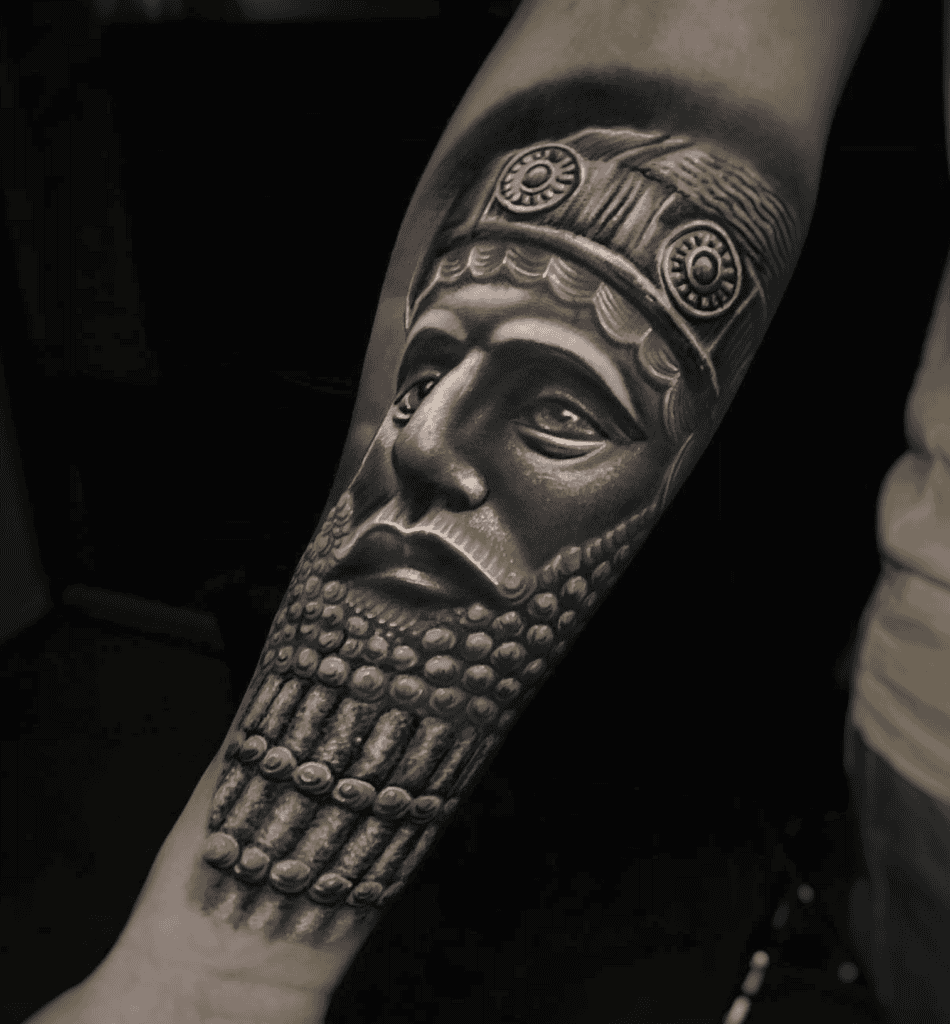 Ashurbanipal King Mesopotamian Mythology Tattoo