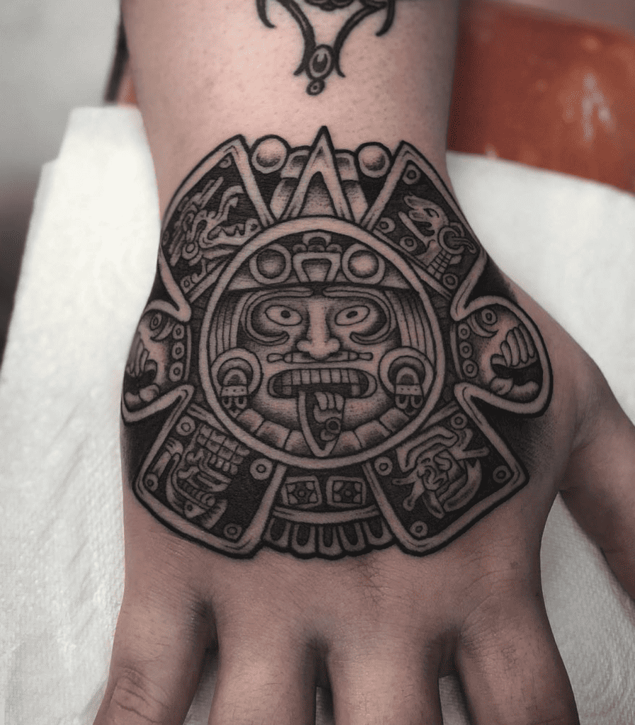 Aztec Sun Stone Face Aztec Mythology Tattoo