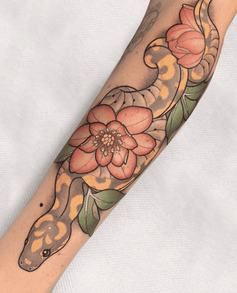 Ball Python Cute Snake Tattoo
