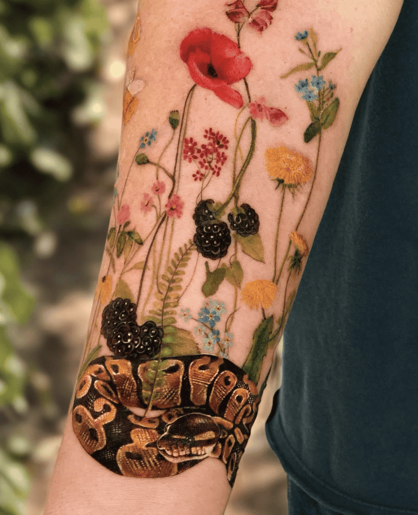 Ball Python Fruit Snake Tattoo