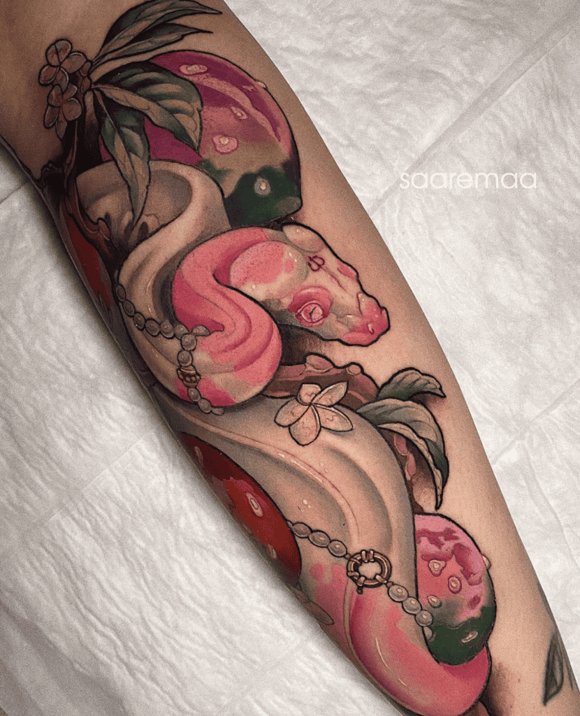Ball Python Pink Snake Tattoo