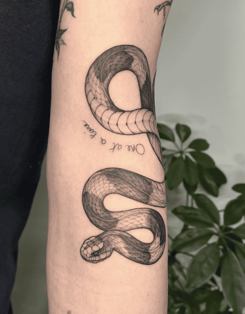 Banded Krait Slither Snake Tattoo