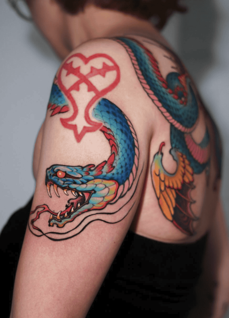 Basilisk Blue Snake Tattoo