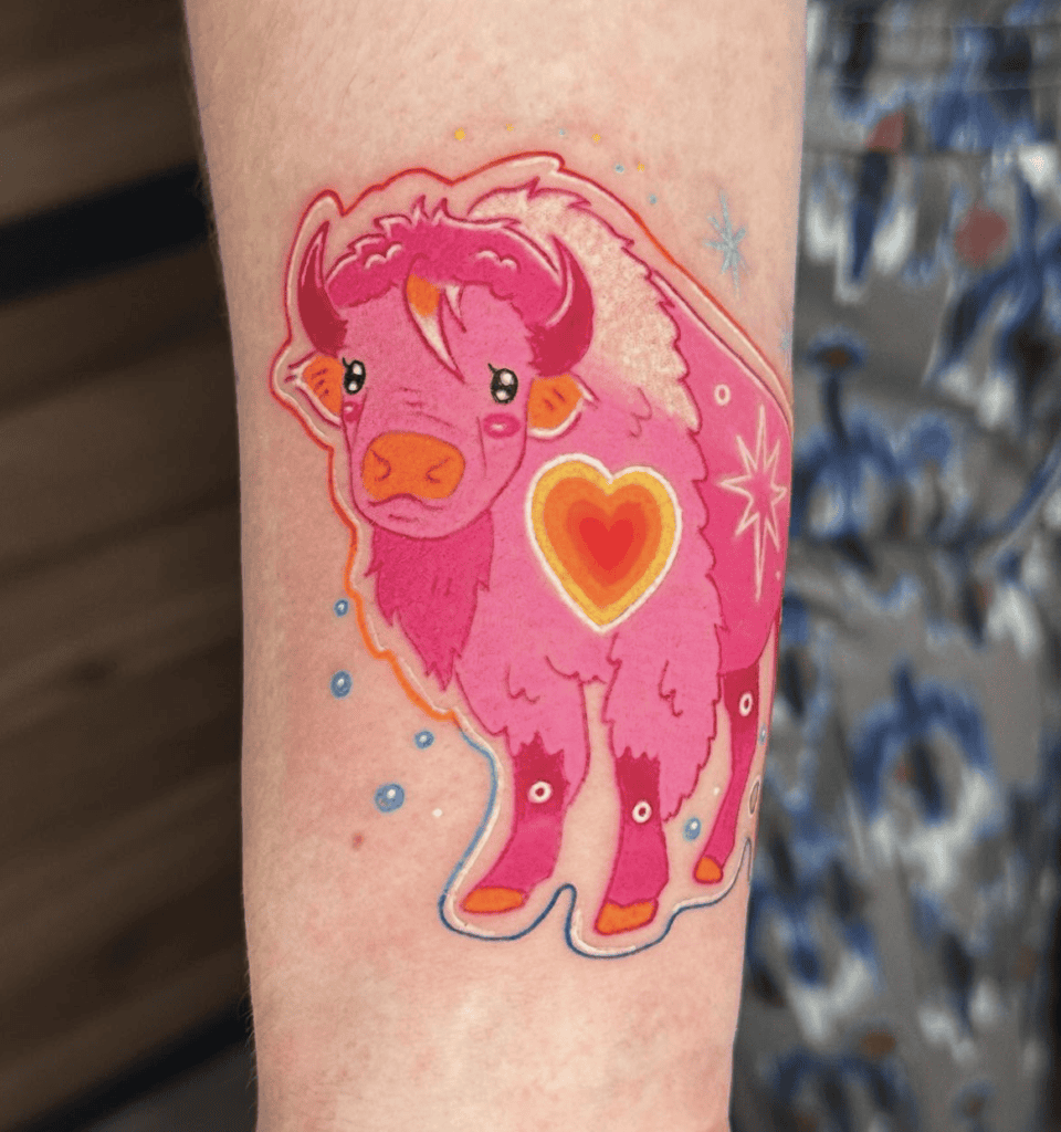 Bison Cute Bovine Tattoo