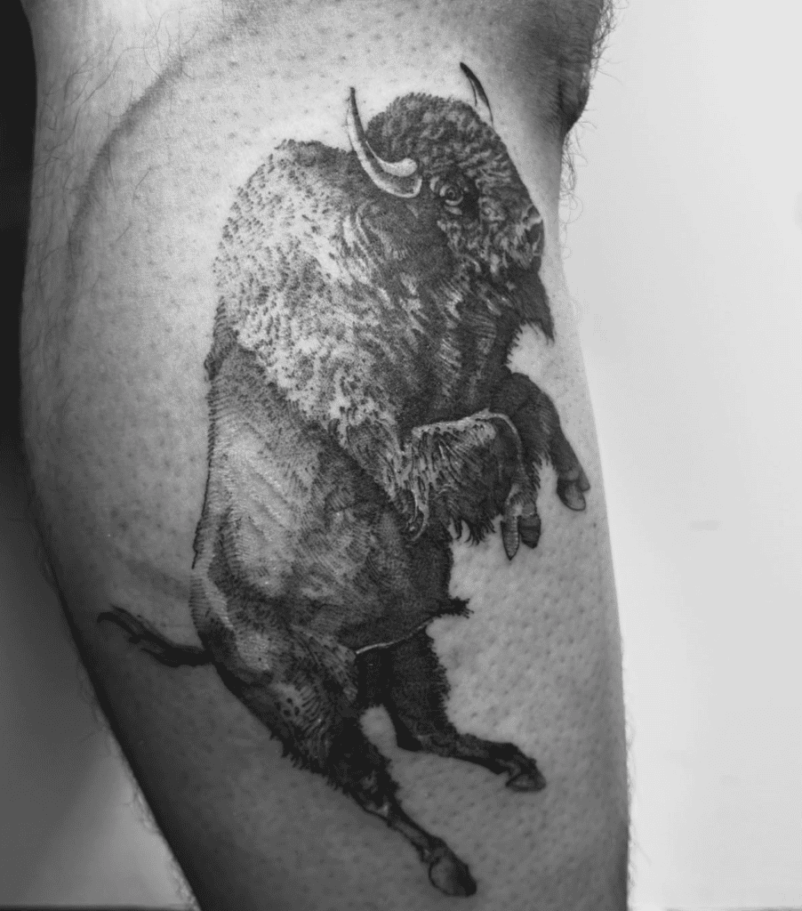 Bison Leap Bovine Tattoo