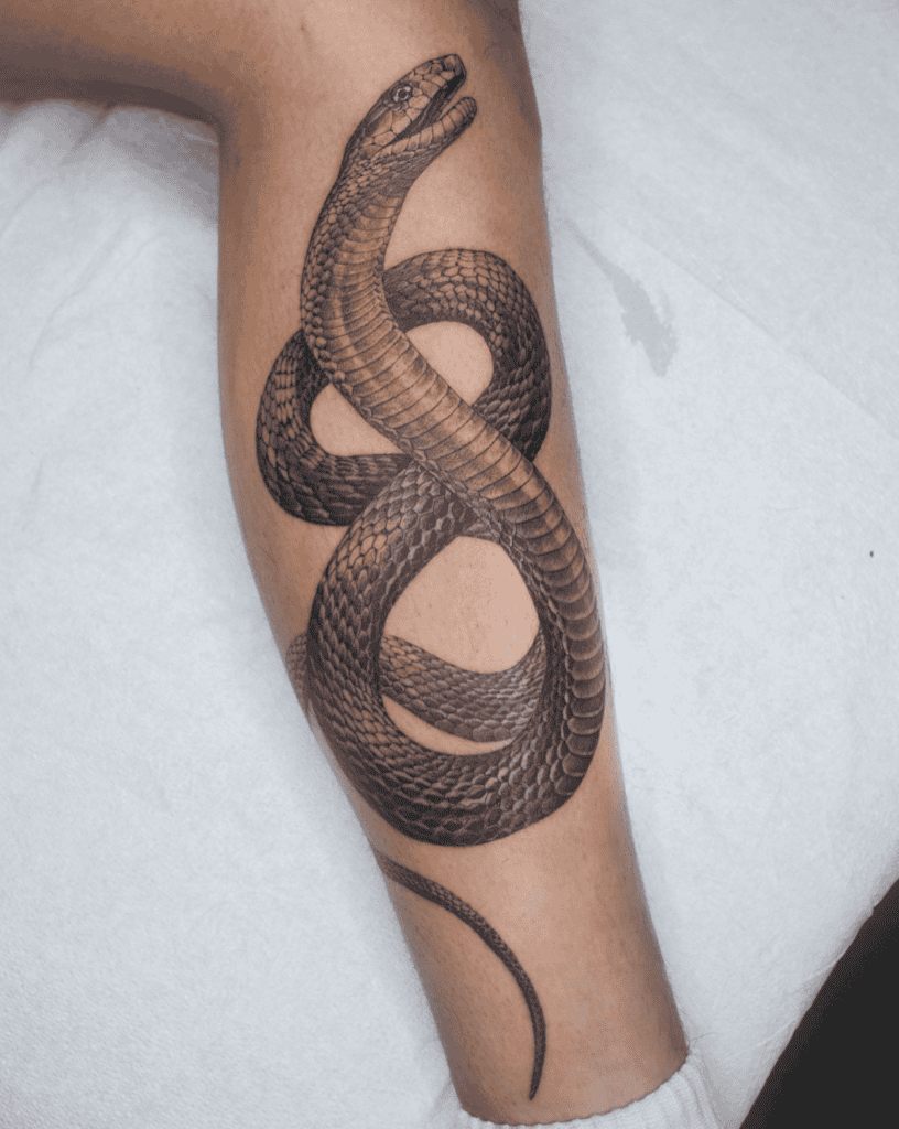 Black Mamba Coil Snake Tattoo