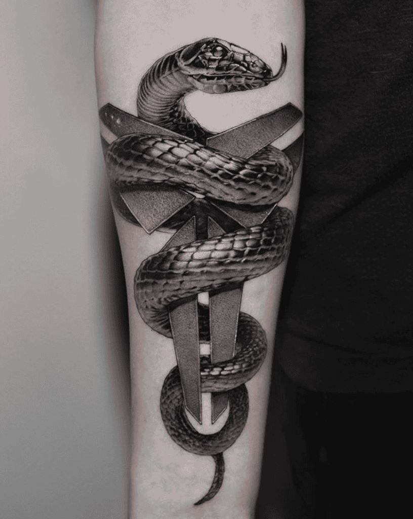 Black Mamba Style Snake Tattoo