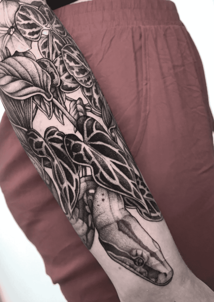 Boa Constrictor Flower Snake Tattoo