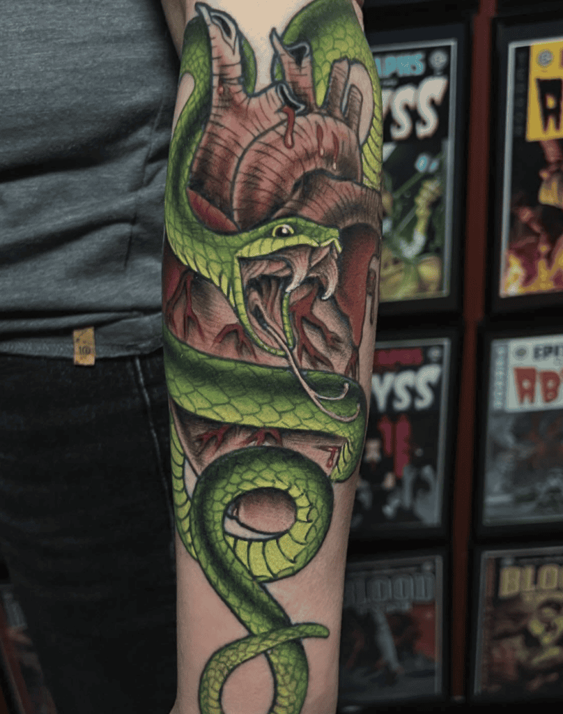 Boomslang Heart Snake Tattoo