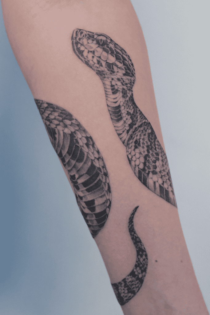 Cottonmouth Slither Snake Tattoo