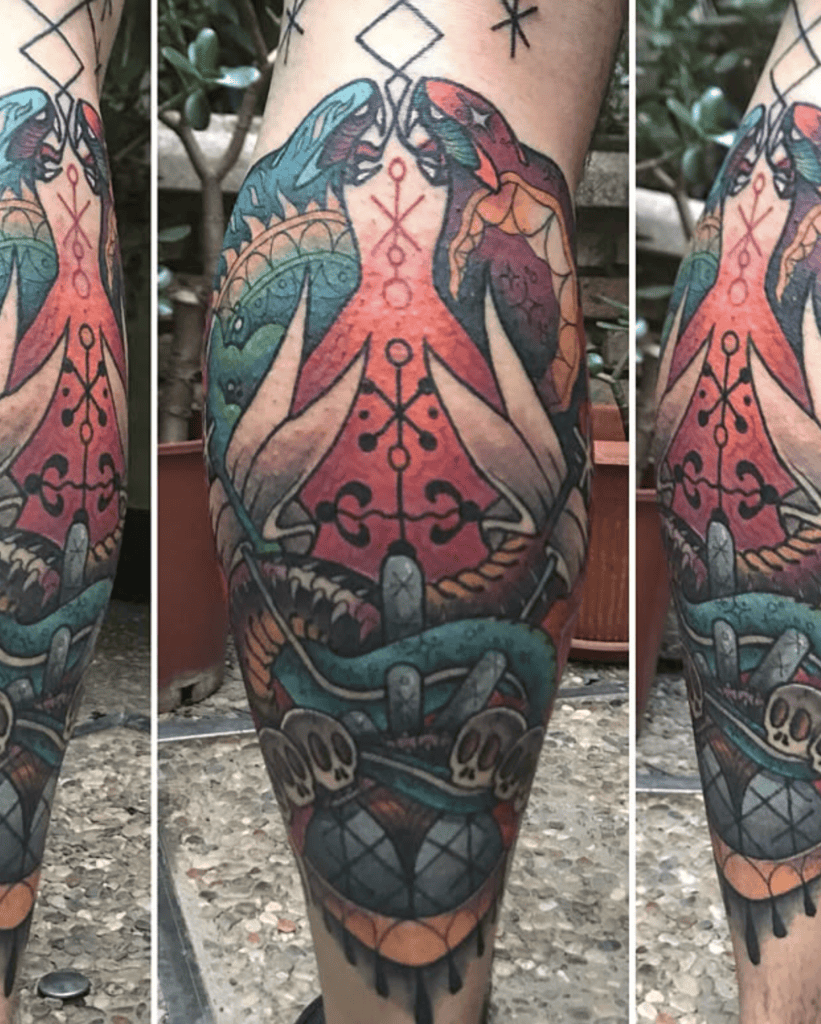 Damballa Colour Snake Tattoo