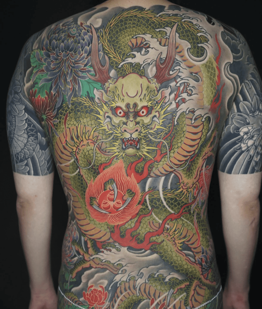 Dragon Green Irezumi Tattoo