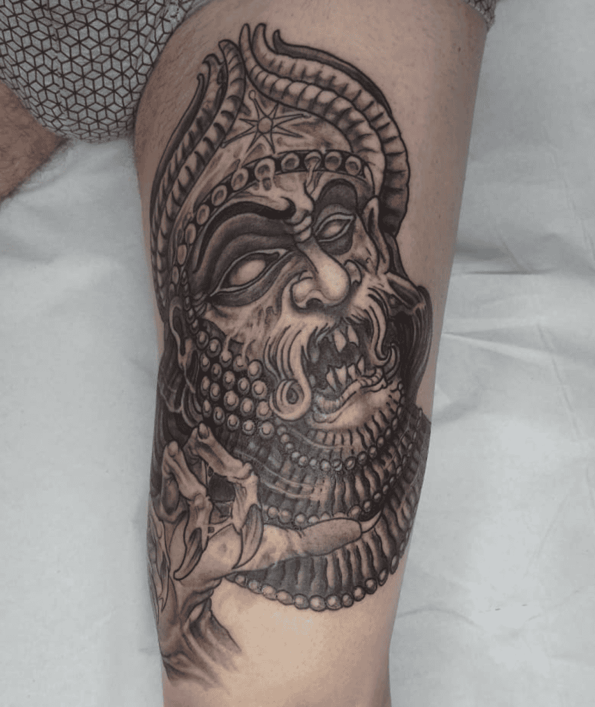 Enki Fierce Mesopotamian Mythology Tattoo