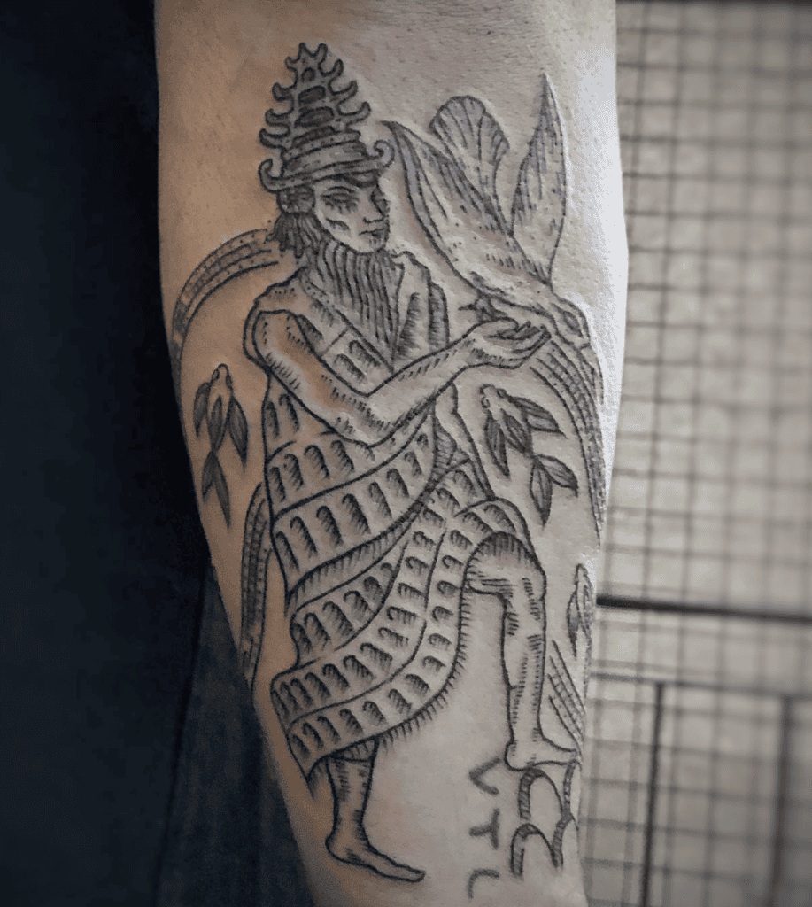 Enki Mesopotamian Mythology Tattoo