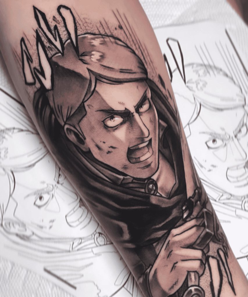 Erwin Smith Action Attack on Titan Tattoo