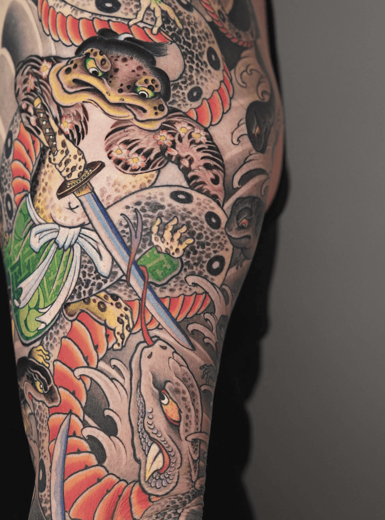 Frog Snake Irezumi Tattoo