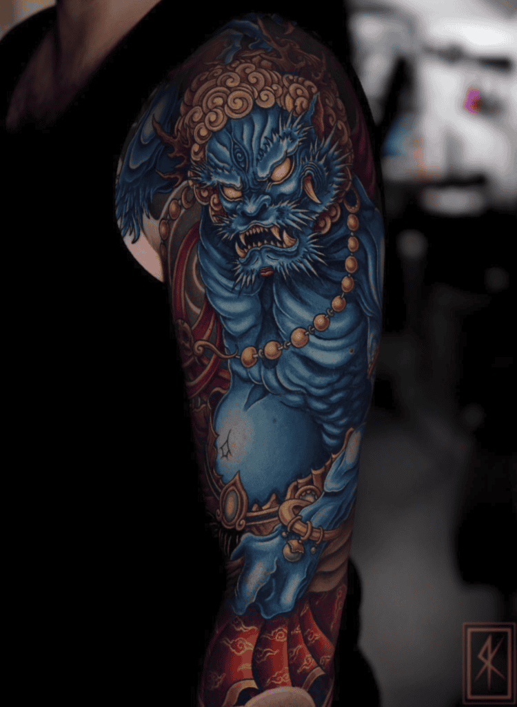 Fūjin Blue Irezumi Tattoo