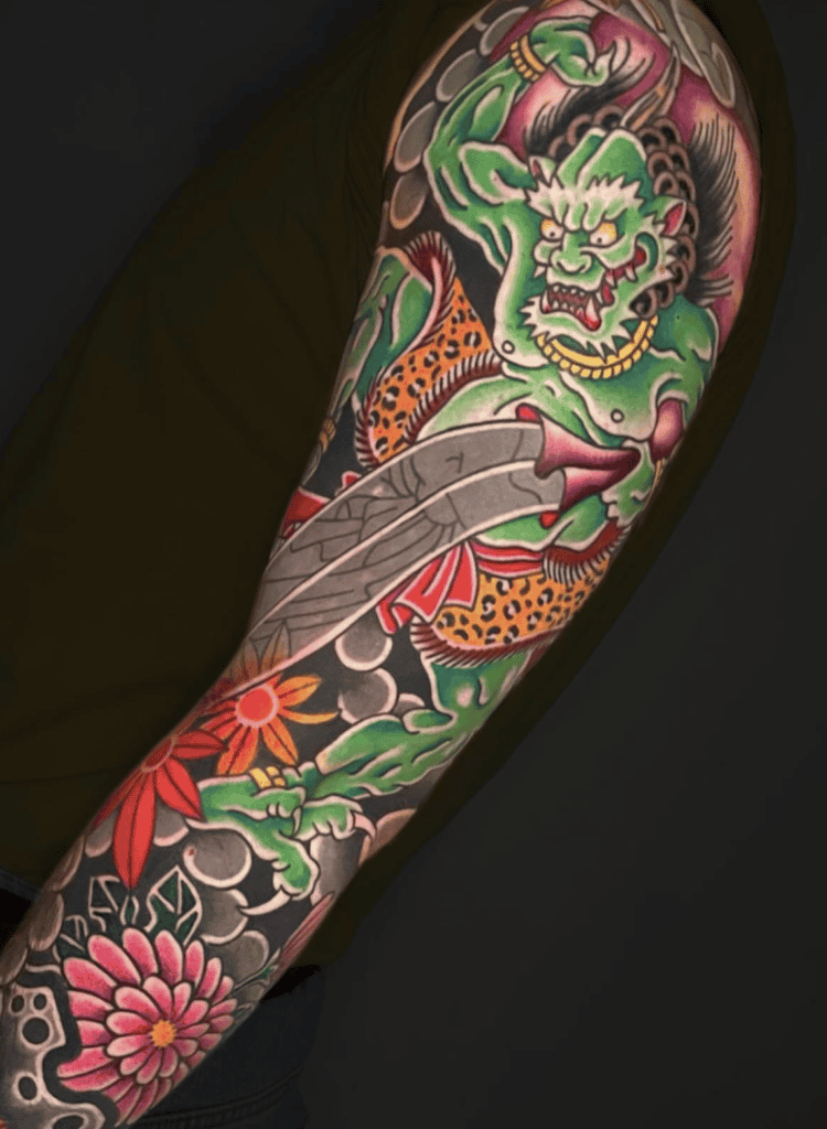 Fūjin Green Irezumi Tattoo