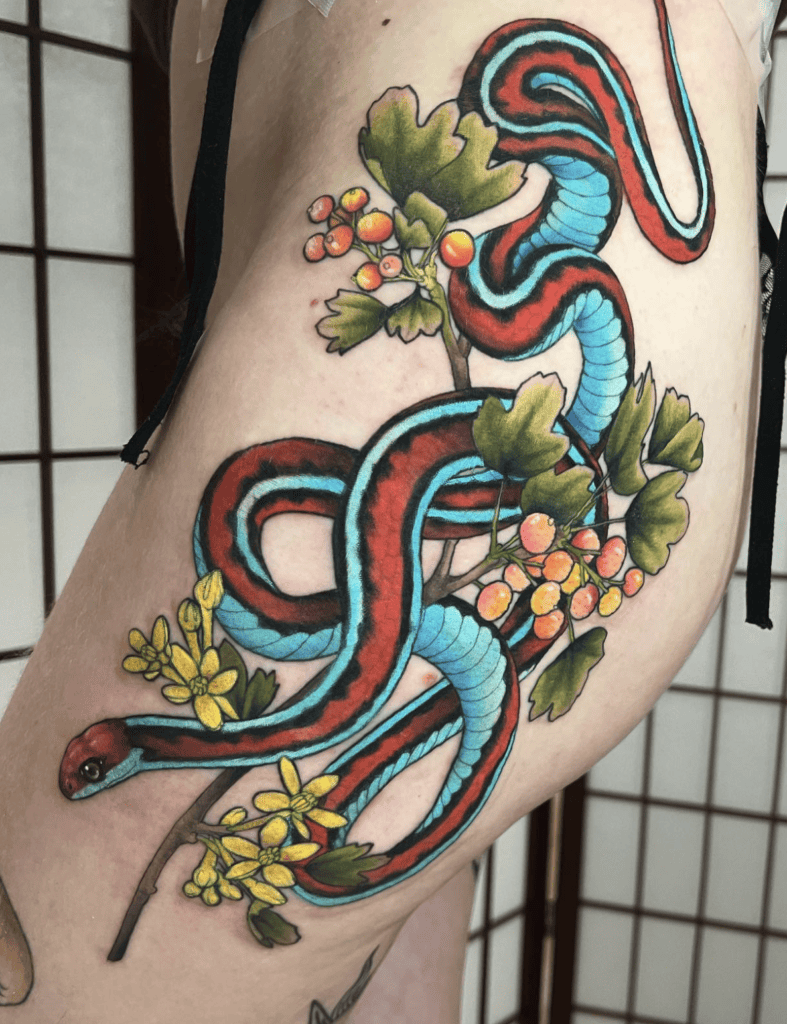 Garter Snake Colour Tattoo