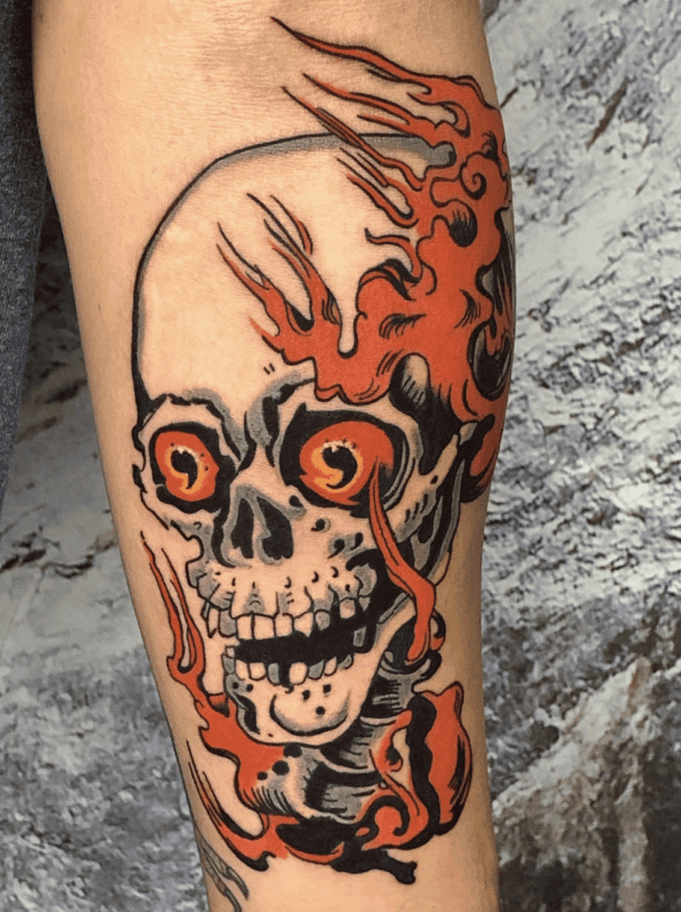 Gashadokuro Flame Japanese Mythology Tattoo