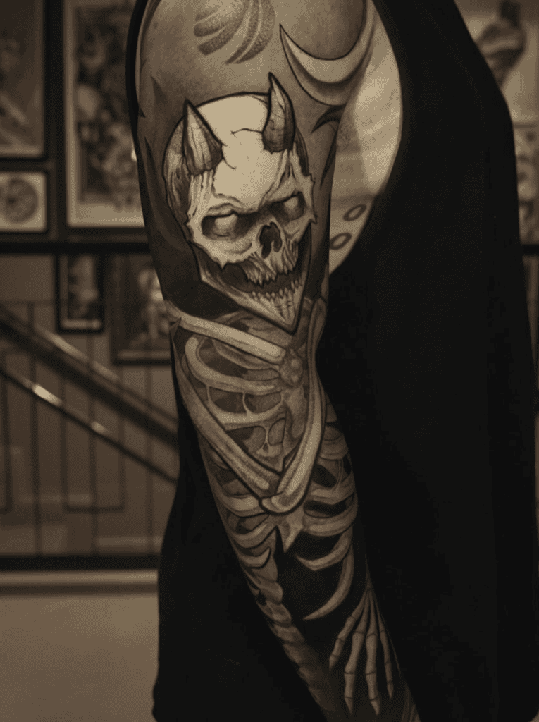 Gashadokuro Horns Japanese Mythology Tattoo