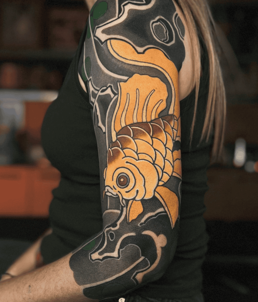 Goldfish Yellow Irezumi Tattoo