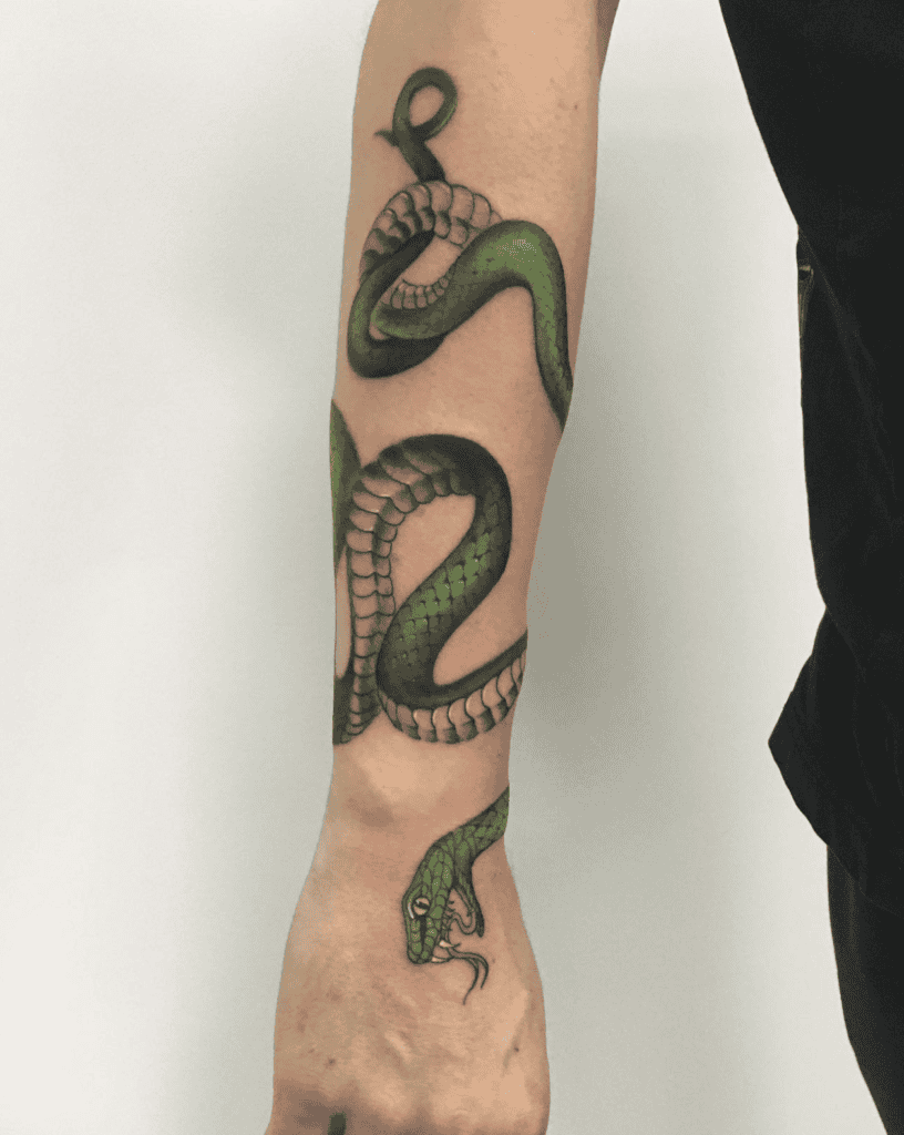 Green Mamba Snake Tattoo
