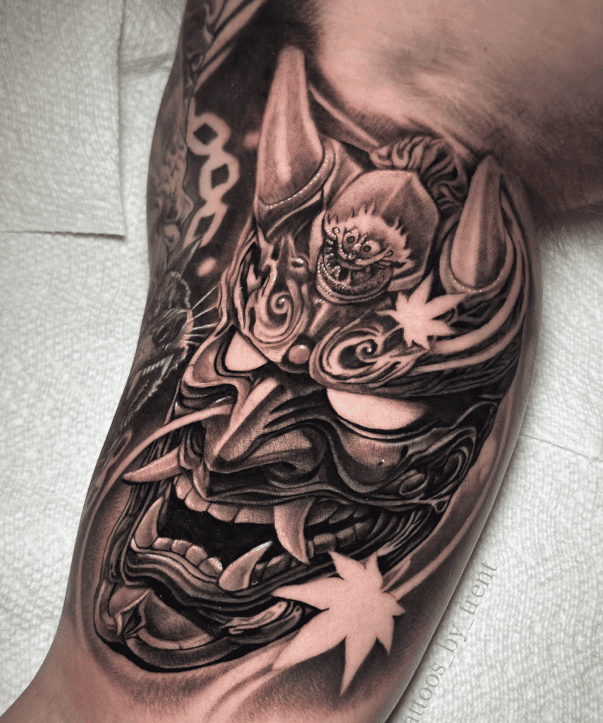Hachiman Mask Japanese Mythology Tattoo